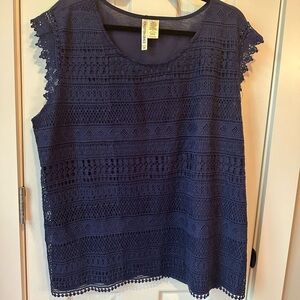 Catherines Blue and White Embellished Boxy Blouse